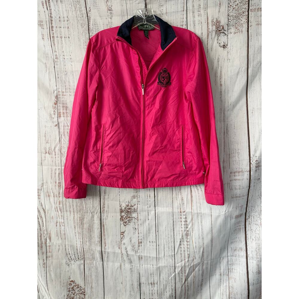 Lauren Ralph Lauren Active Pink Zip Windbreaker Jacket Women’s XS Crest Logo